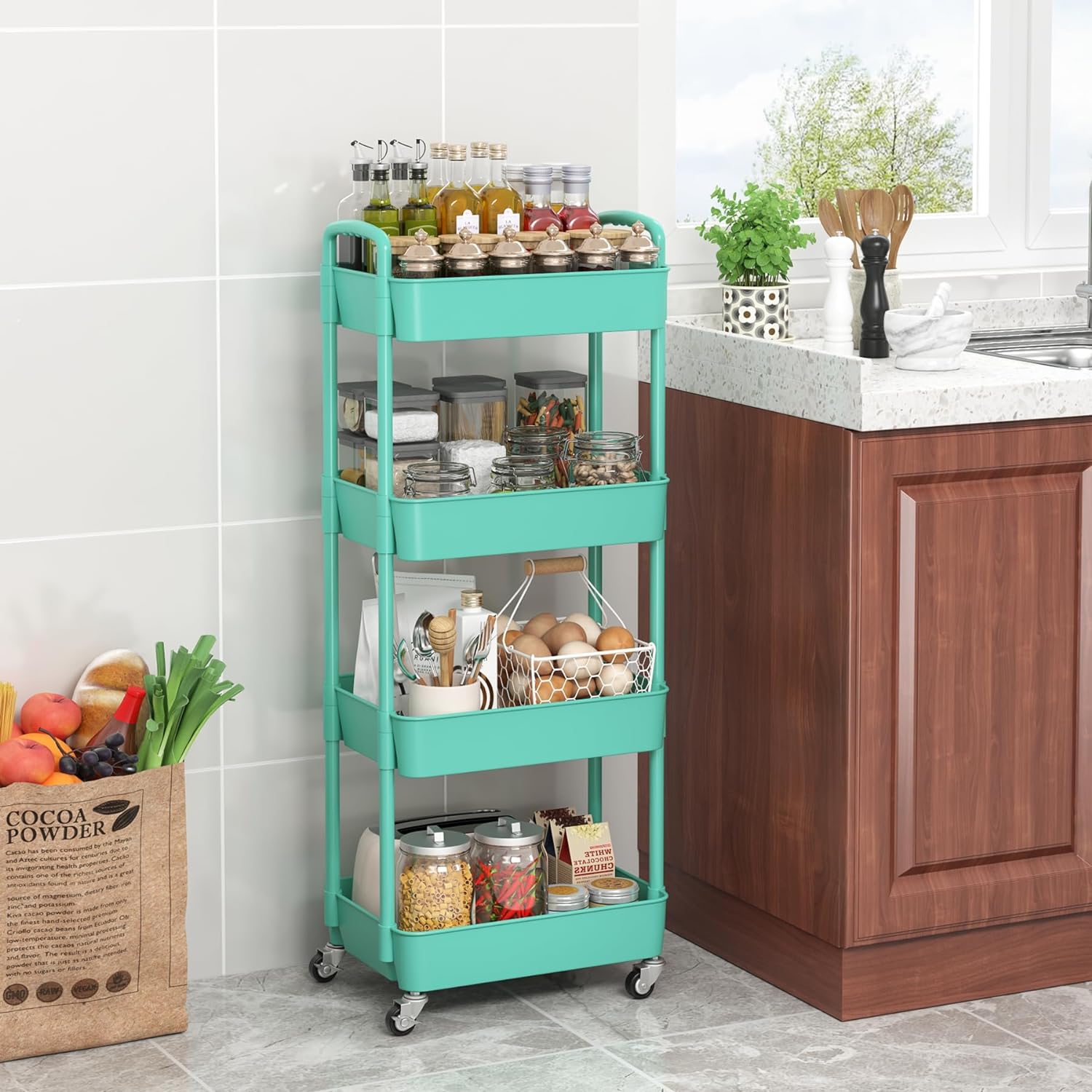 Plastic Rolling Utility Cart, Storage Trolley, Movable Storage Organizer, Storage Cart -3 Tier Plastic Rolling Utility Cart, Storage Trolley, Movable Storage Organizer, Storage Cart -3 Tier